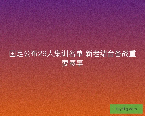 国足公布29人集训名单 新老结合备战重要赛事