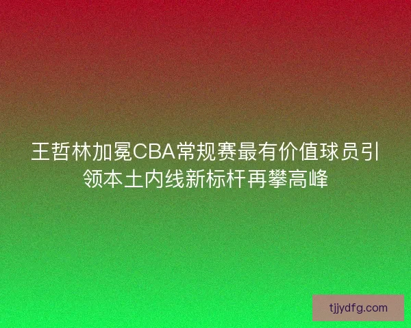 王哲林加冕CBA常规赛最有价值球员引领本土内线新标杆再攀高峰